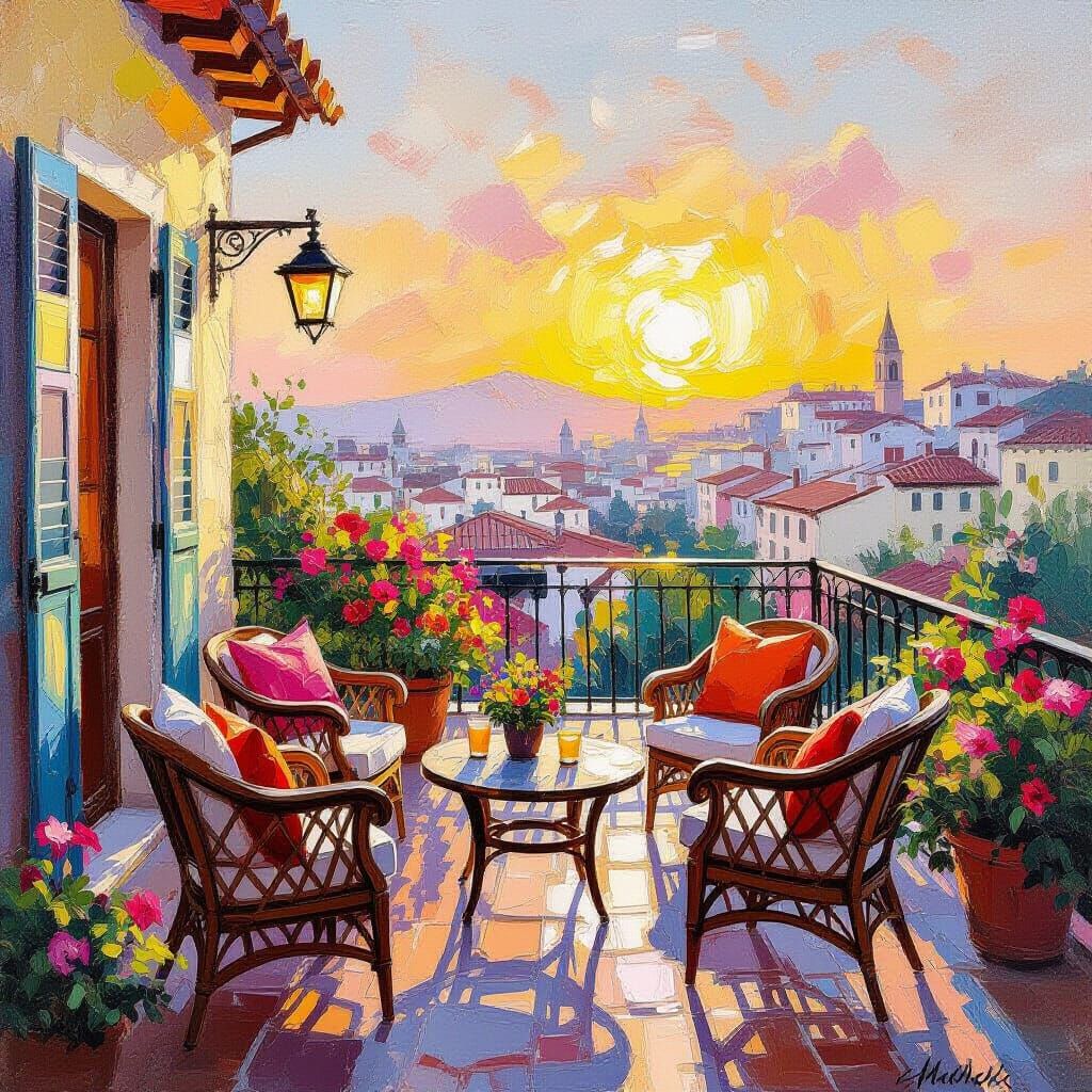 Sunrise Over Terrace: Epic Impressionist Masterpiece