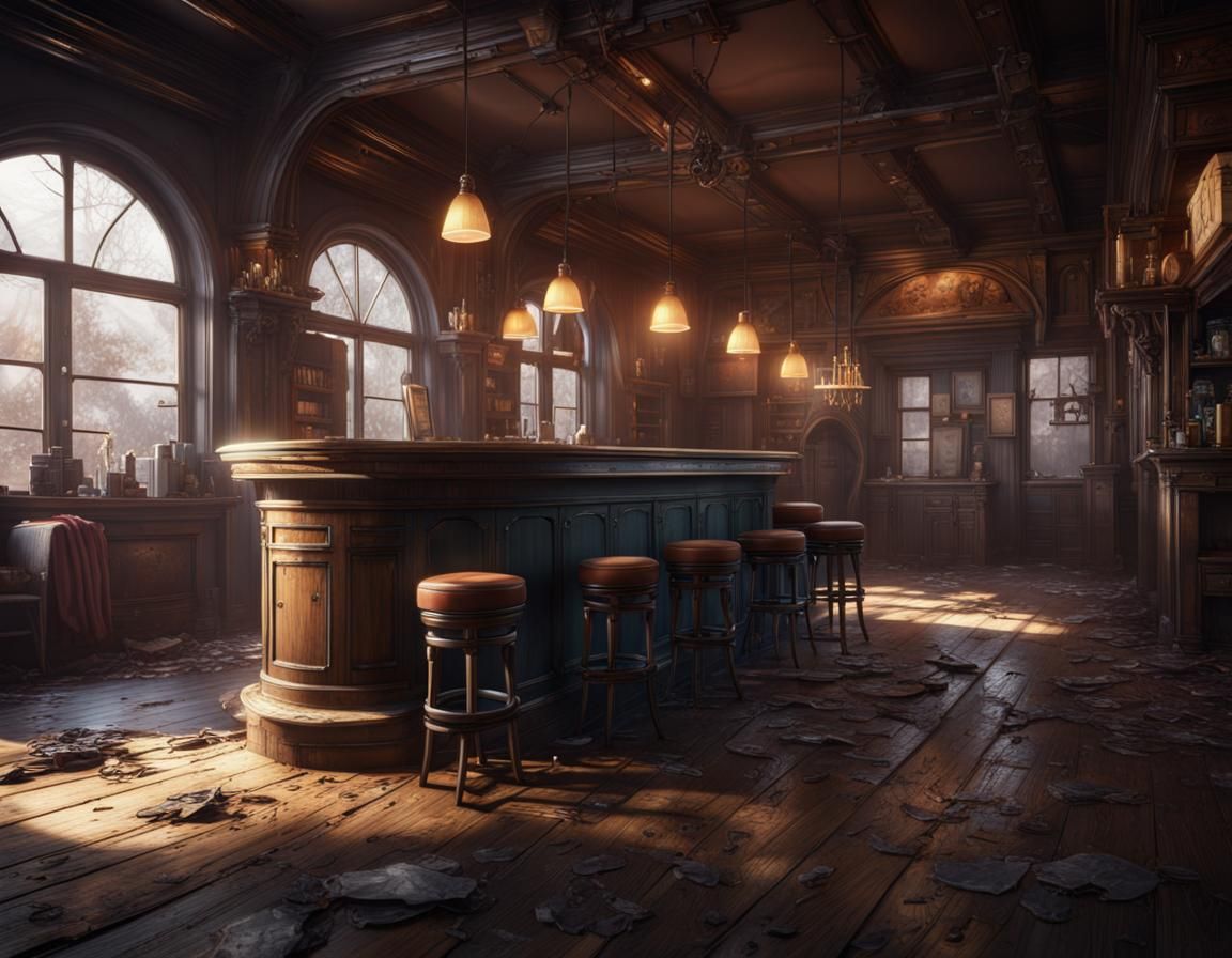 Vacant Abandoned Barroom: Detailed Matte Painting