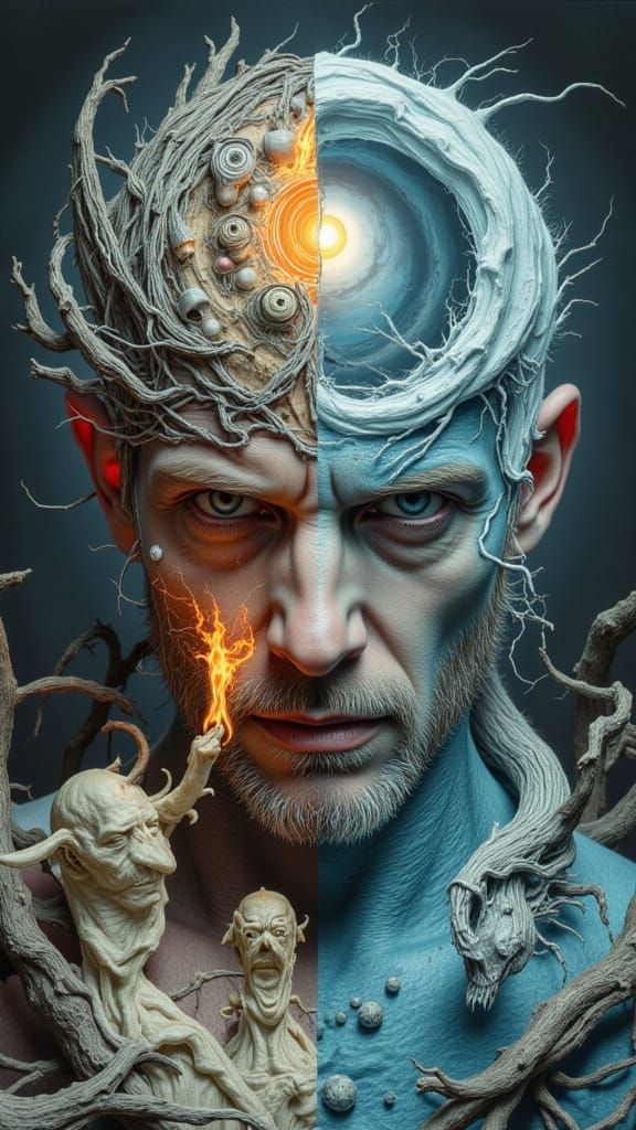 Surreal Mindscape: Double Exposure Concept Art