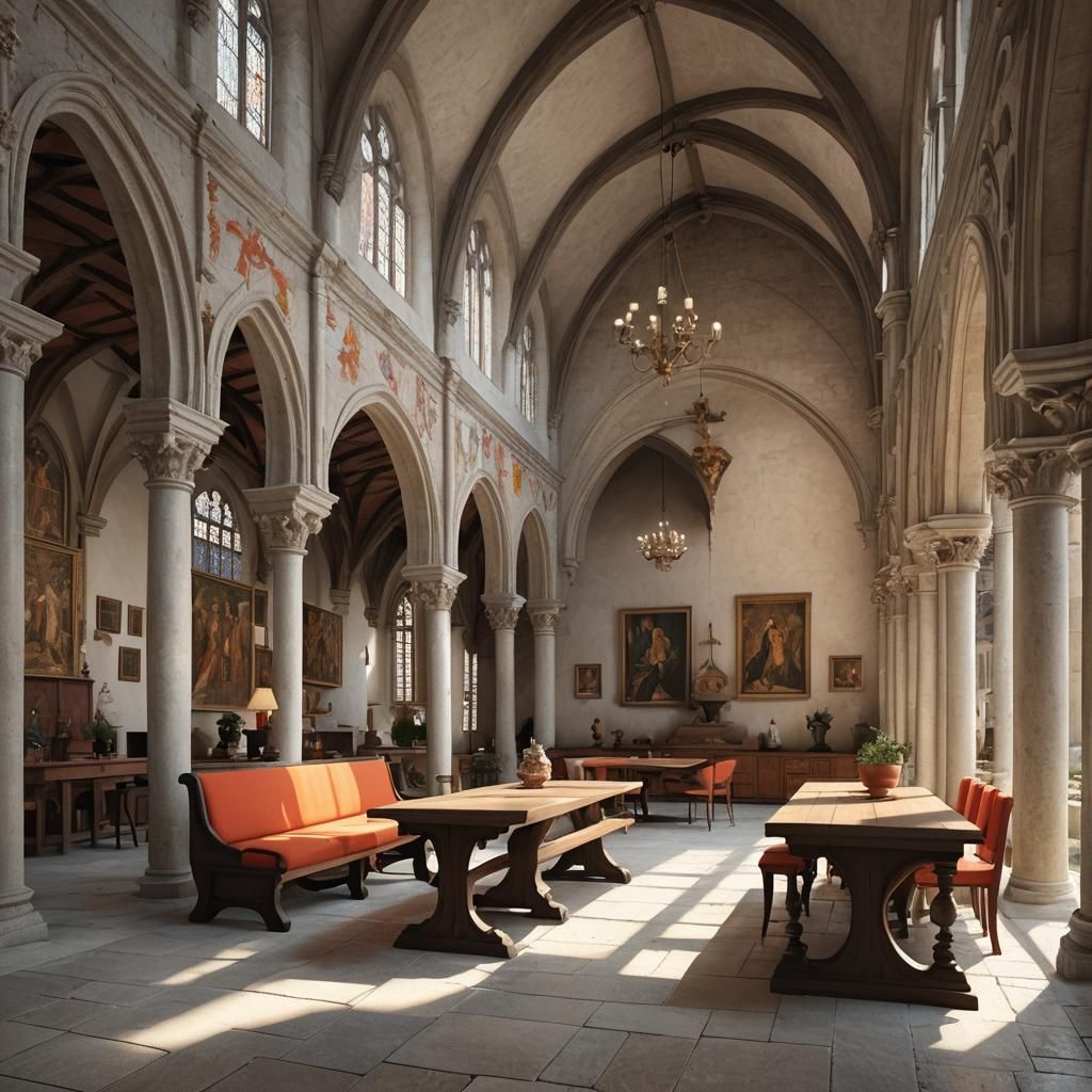 Modern Italian Furniture in Medieval Cloister