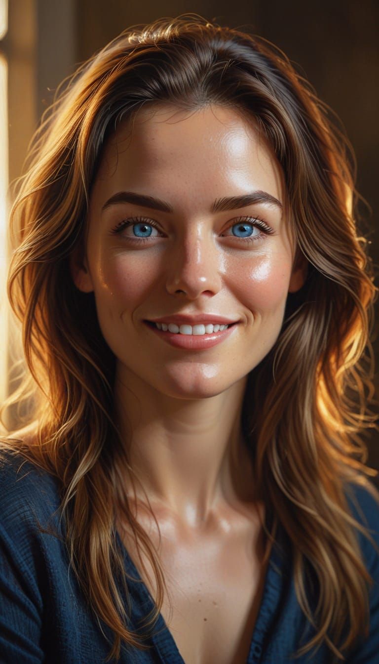 Captivating Woman Portrait in Oil Painting Style