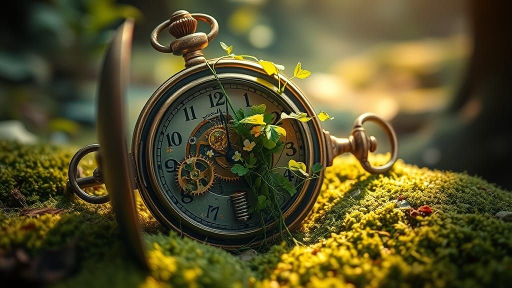 Miniature Jungle Inside Vintage Pocket Watch