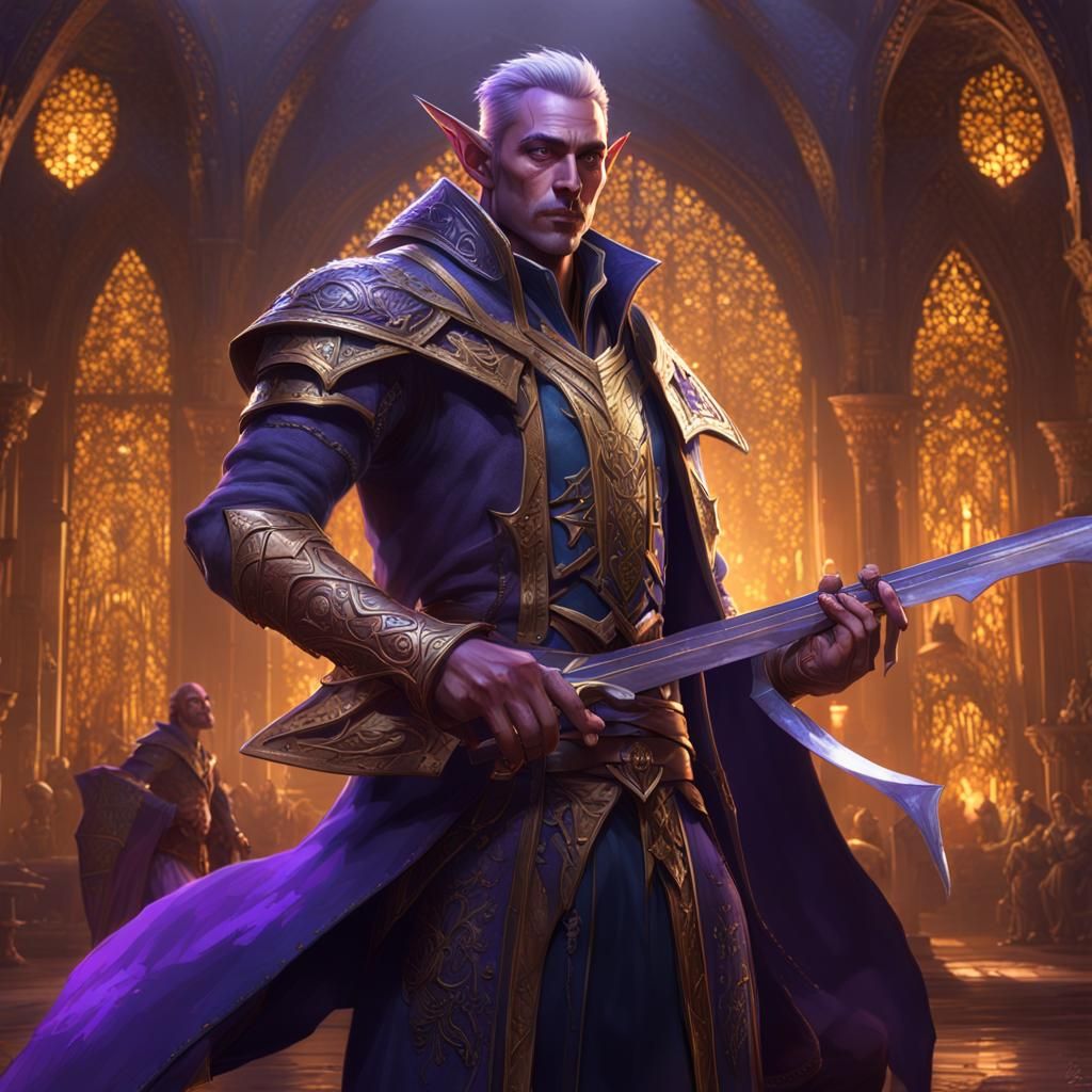 High Elf Bladesinger in Dark Fantasy Style