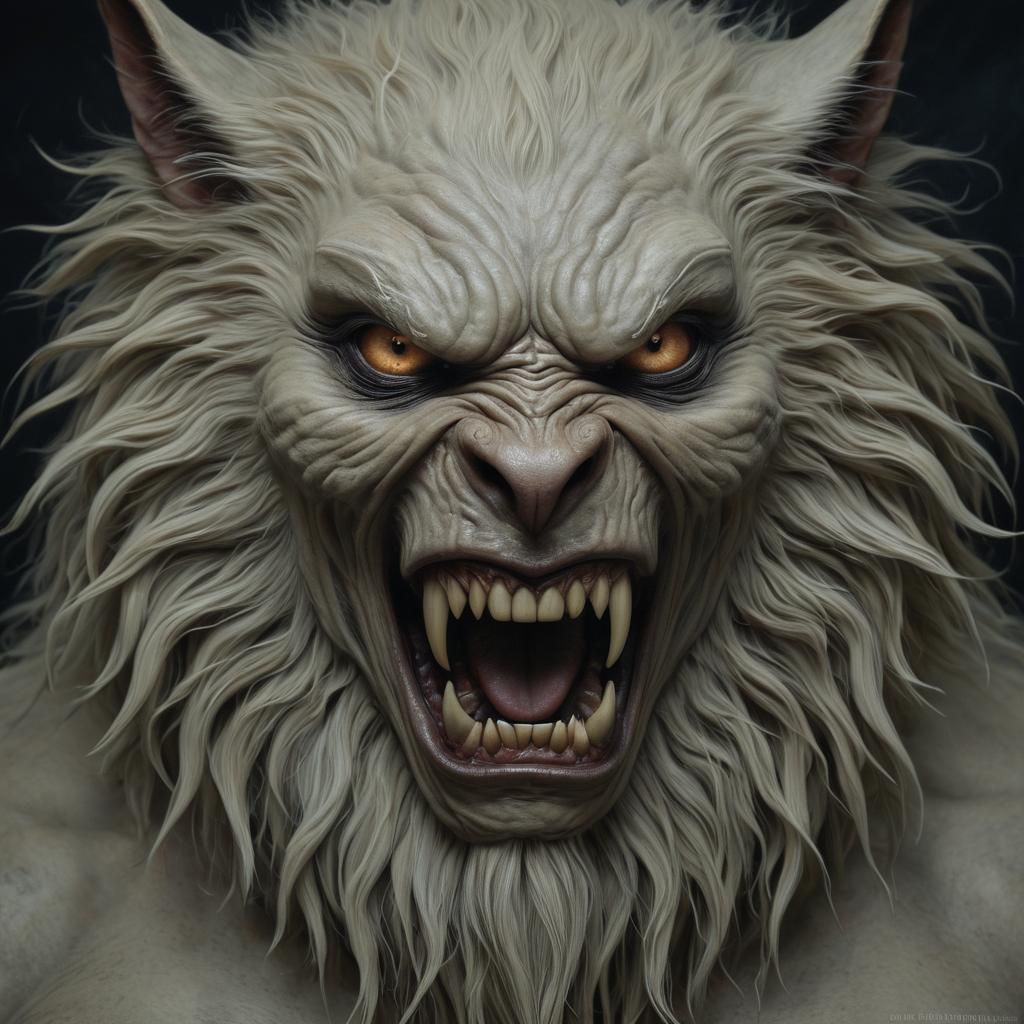 Terrifying Supernatural Werewolf Portrait in Horror Style