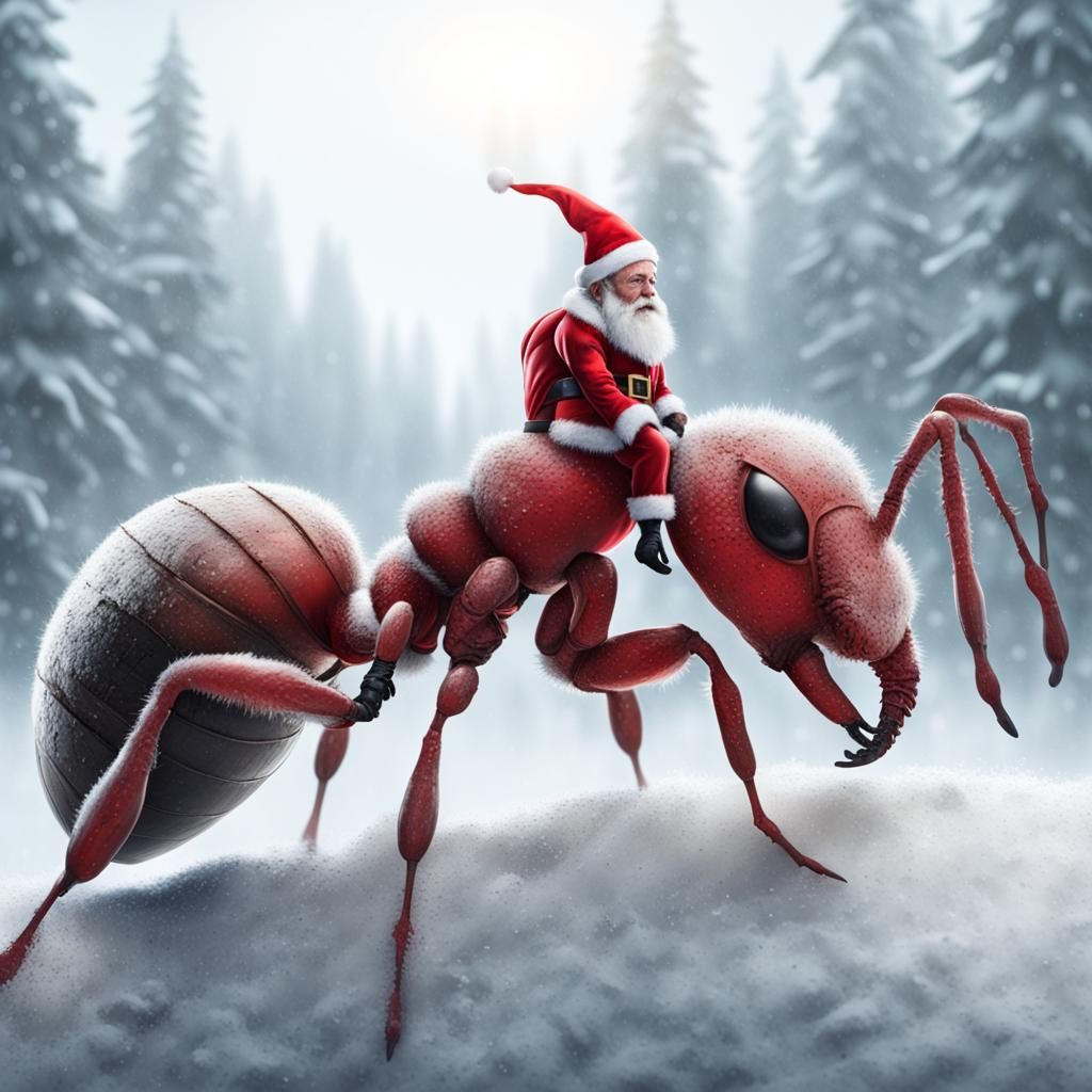Santa Claus Rides a Giant Ant