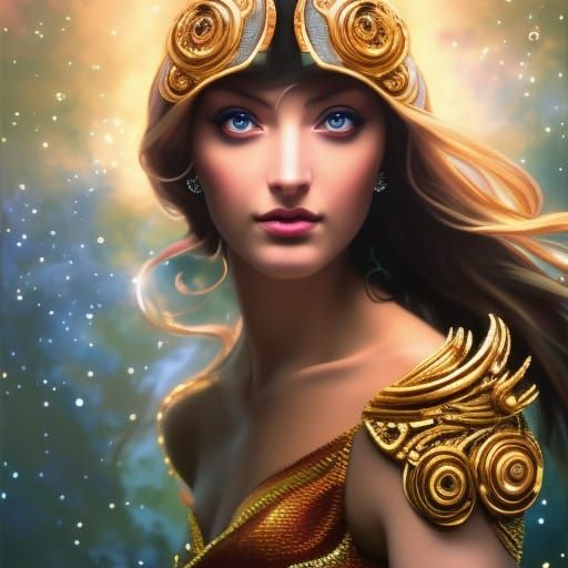 Goddess of Time and Space in Hyperrealistic Style