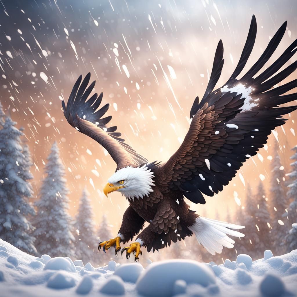 Eagle among the snow