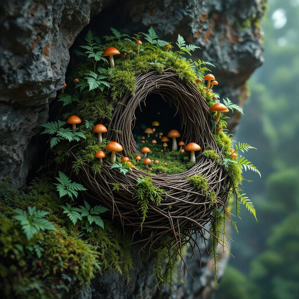 Gothic Miniature Forest in Bird's Nest