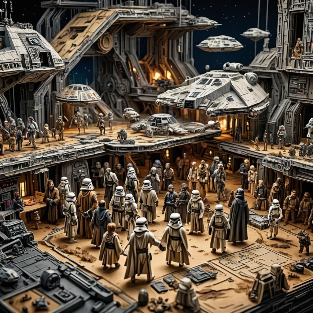 Hyperrealistic Star Wars Pop-Up Book in HDR