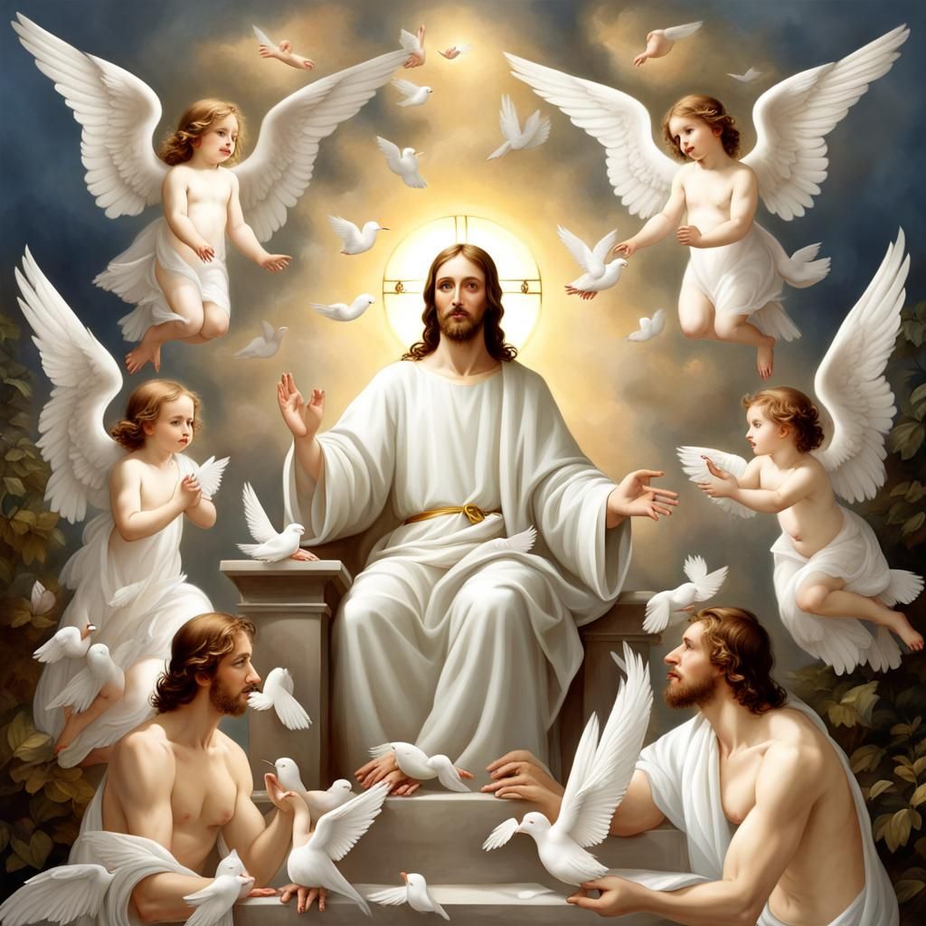 Jesus Christ with Angels and Doves