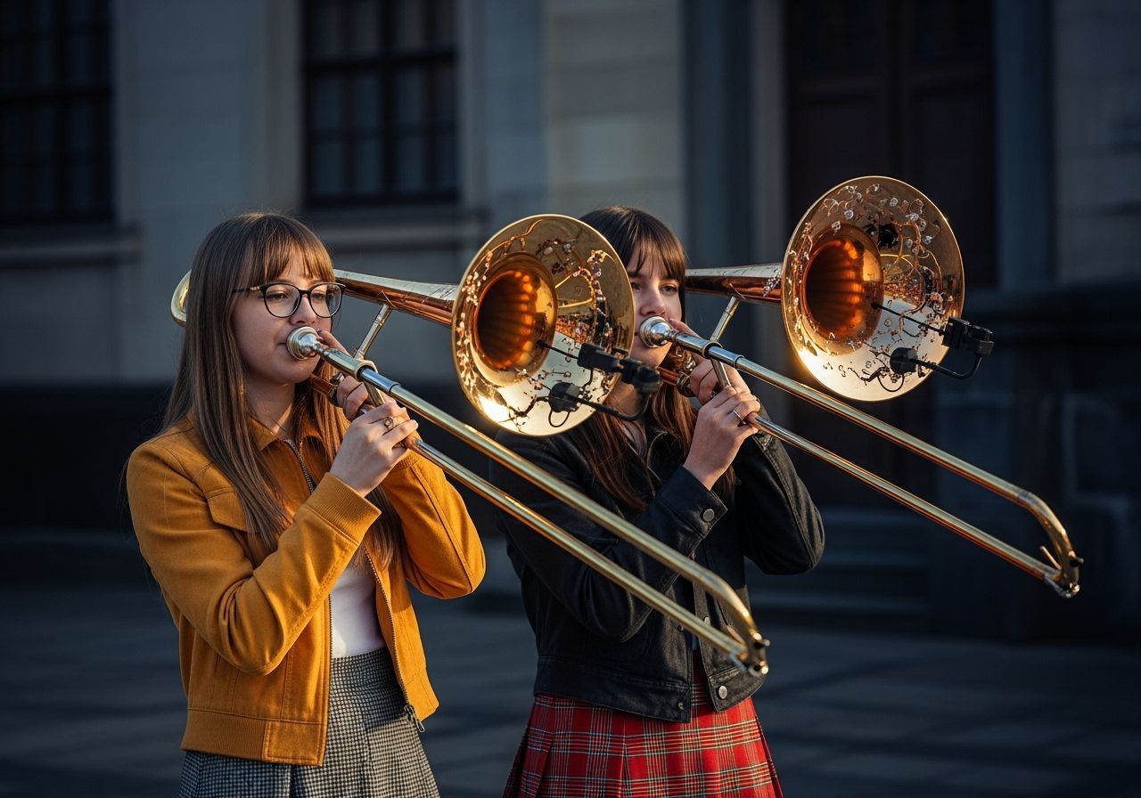 K-Pop Musicians Play Huge Bass Trombones Outdoors