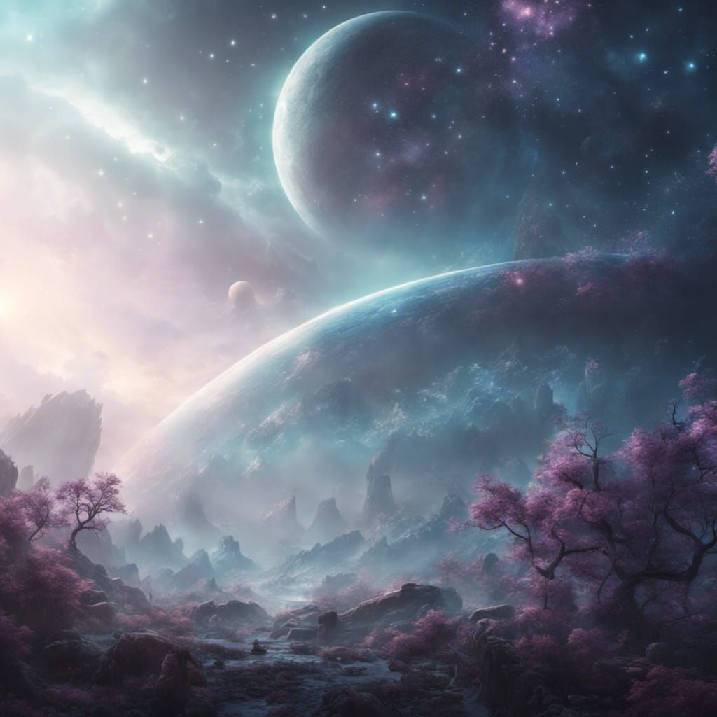 Stardust in Space: Purple and Blue Cinematic Digital Art