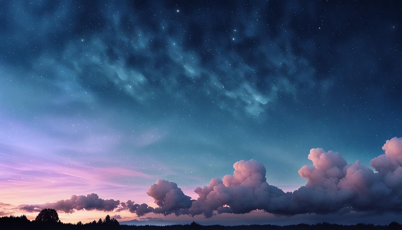Dreamy Night Sky with Twinkling Stars in Pastel Colors