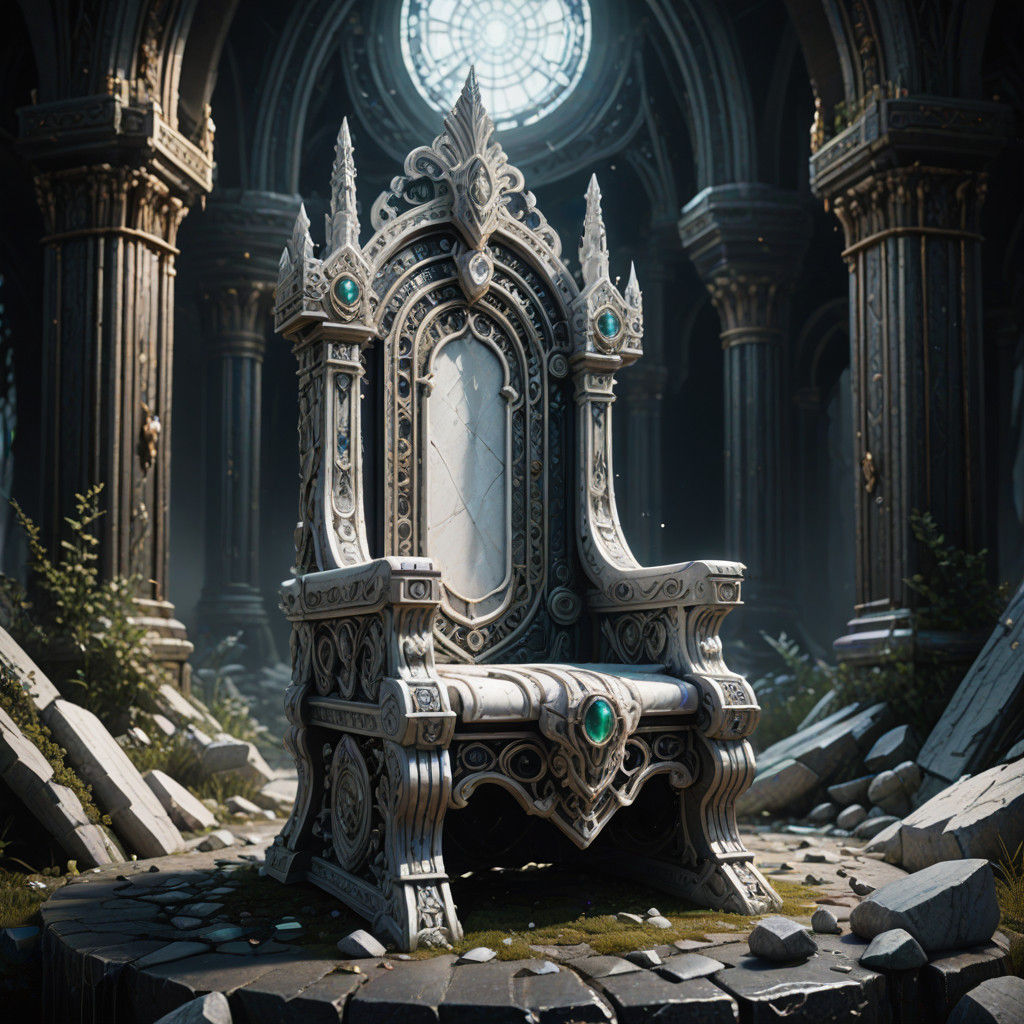 Ethereal White Throne in a Fantastical Landscape