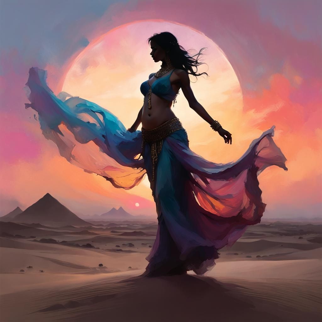 Fantasy Silhouette Art of a Belly Dancer