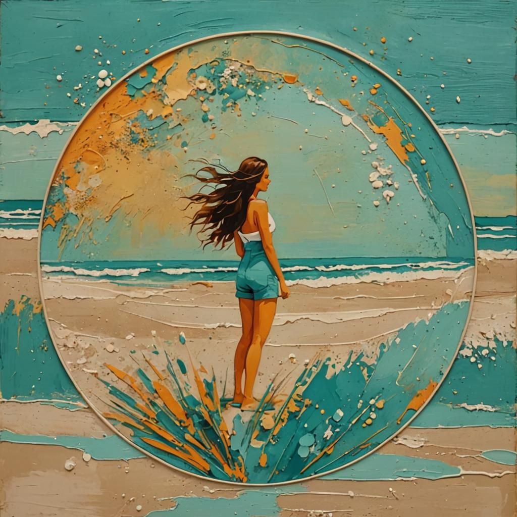 Abstract Beach Art in Complementary Colors