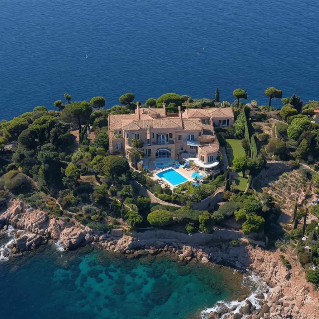 Aerial View of Grand Villa in Théoule sur Mer
