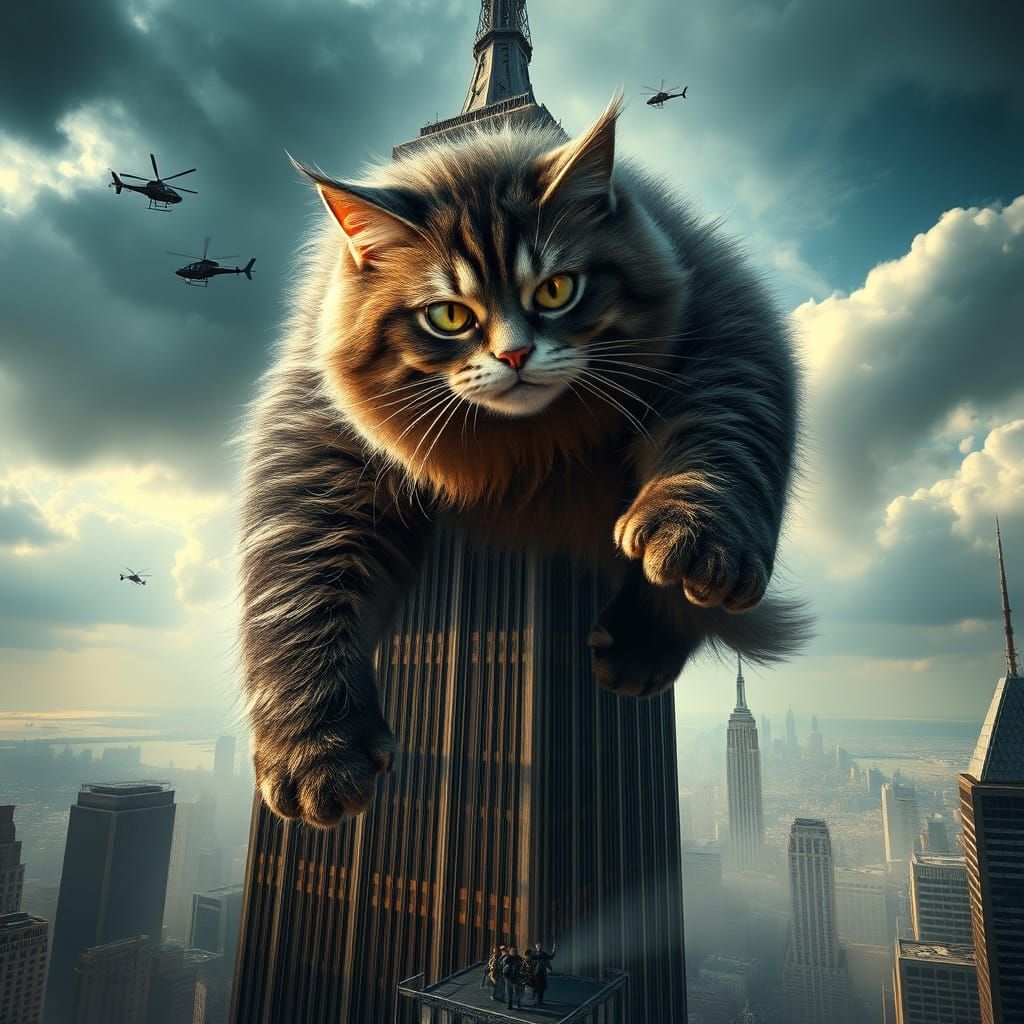 Colossal Cat Climbs Skyscraper Like King Kong