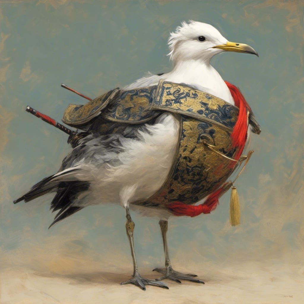 Herring Gull as Chinese Samurai Warrior