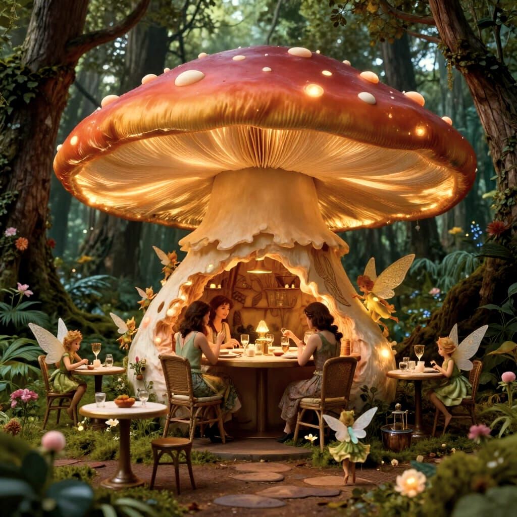 Magical Mushroom Restaurant with Pixie Patrons