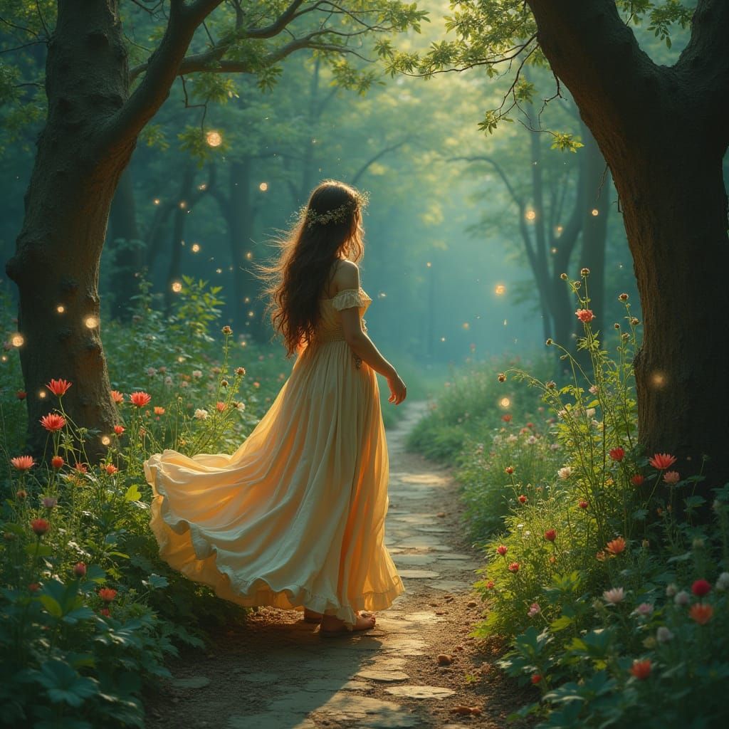 Enchanted Forest: Woman's Mystical Journey