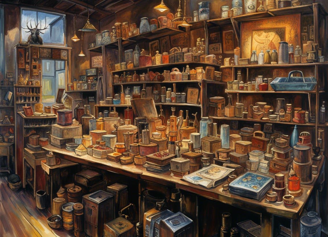 Flea Market in Saint-Ouen-sur-Seine: Oil Painting