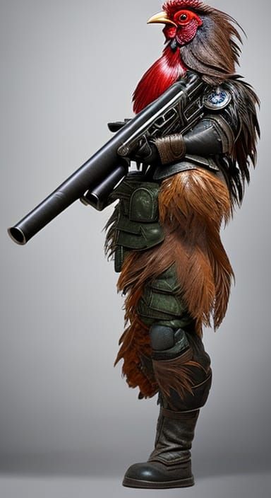 Feathered Mercenary: Rooster Rambo with Bazooka