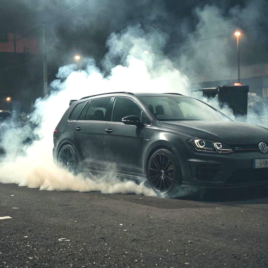 Widebody VW Golf 7R Burnout: Cinematic Car Show