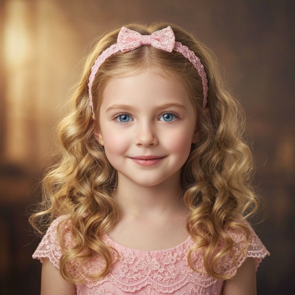 Dreamy Portrait of a Princess in Pink Lace Dress