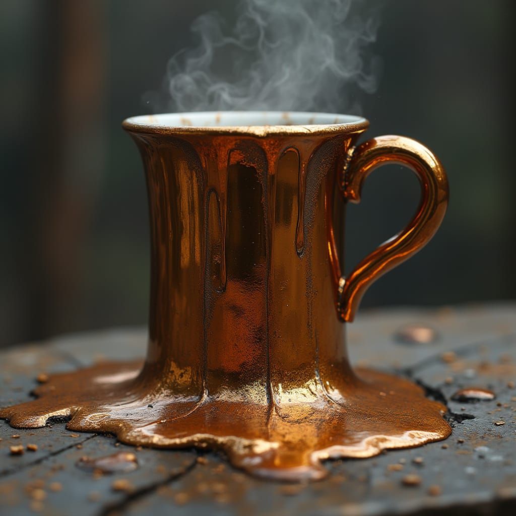 Metallic Melting Cup in Industrial Futuristic Style