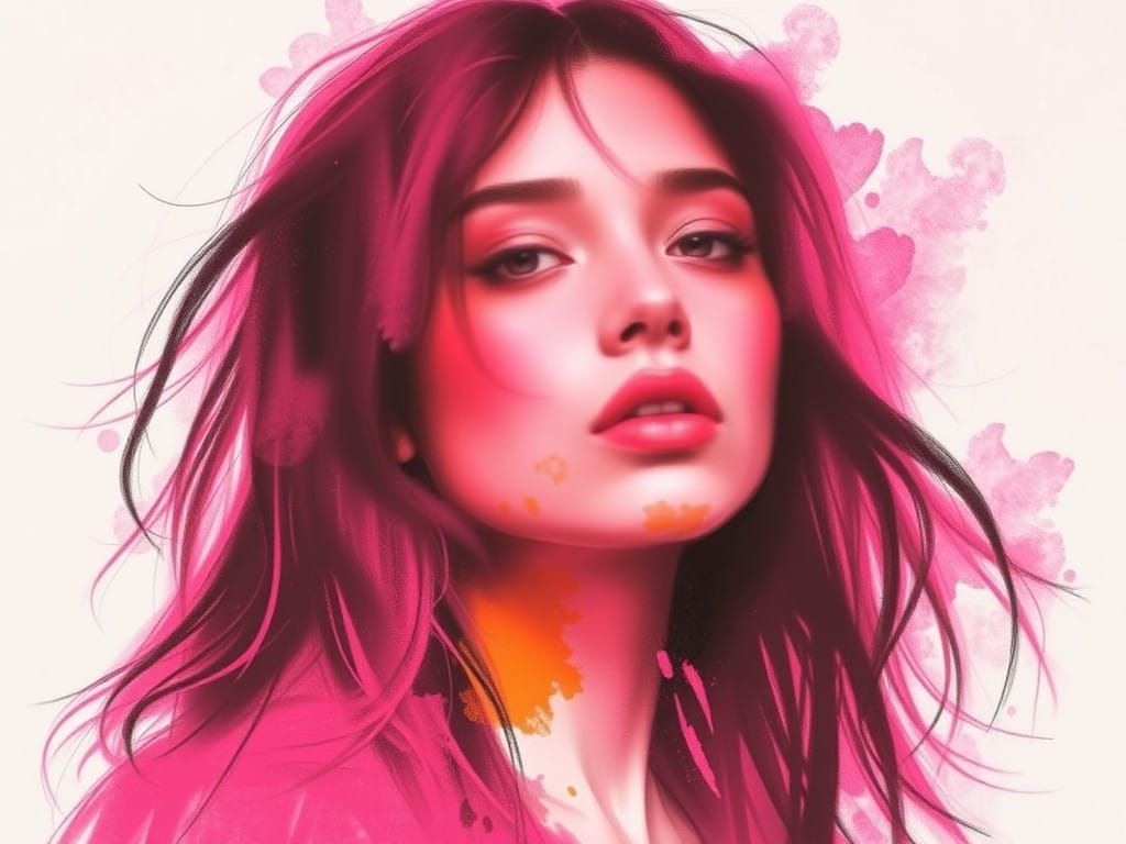 Glowing Magenta Silhouette in Motion Blur Charcoal