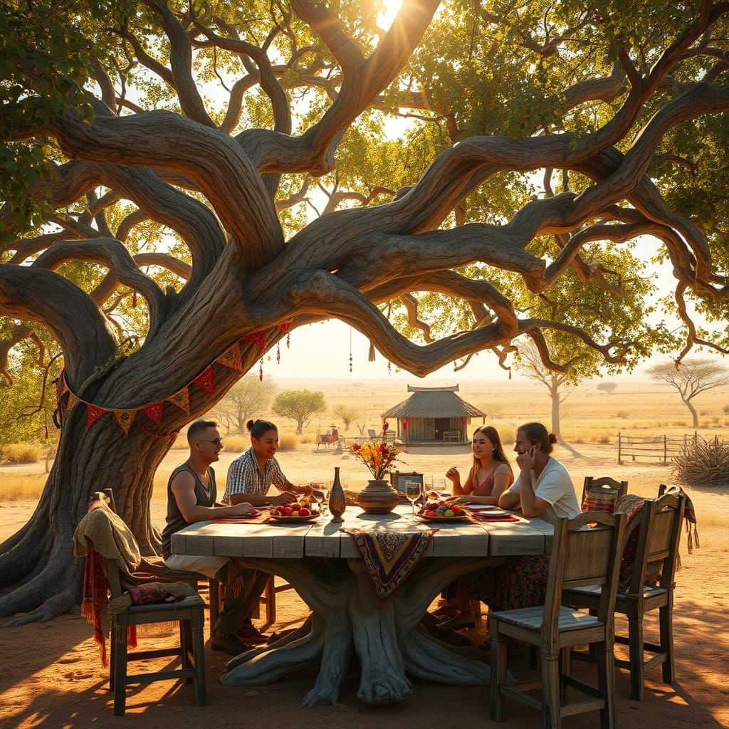 Warmth of Shared Moments in Golden African Light