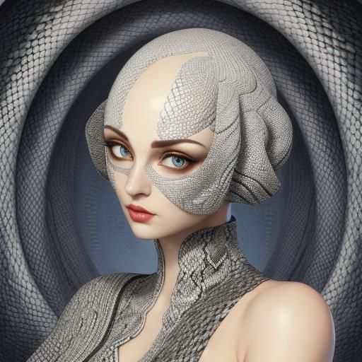 Beautiful Scaled Snake Girl with Patterned Tail