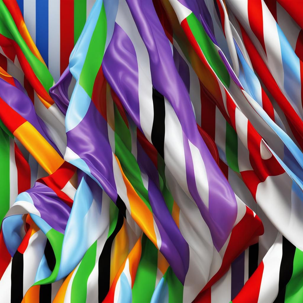 Colorful Striped Flag in Splash Art Style