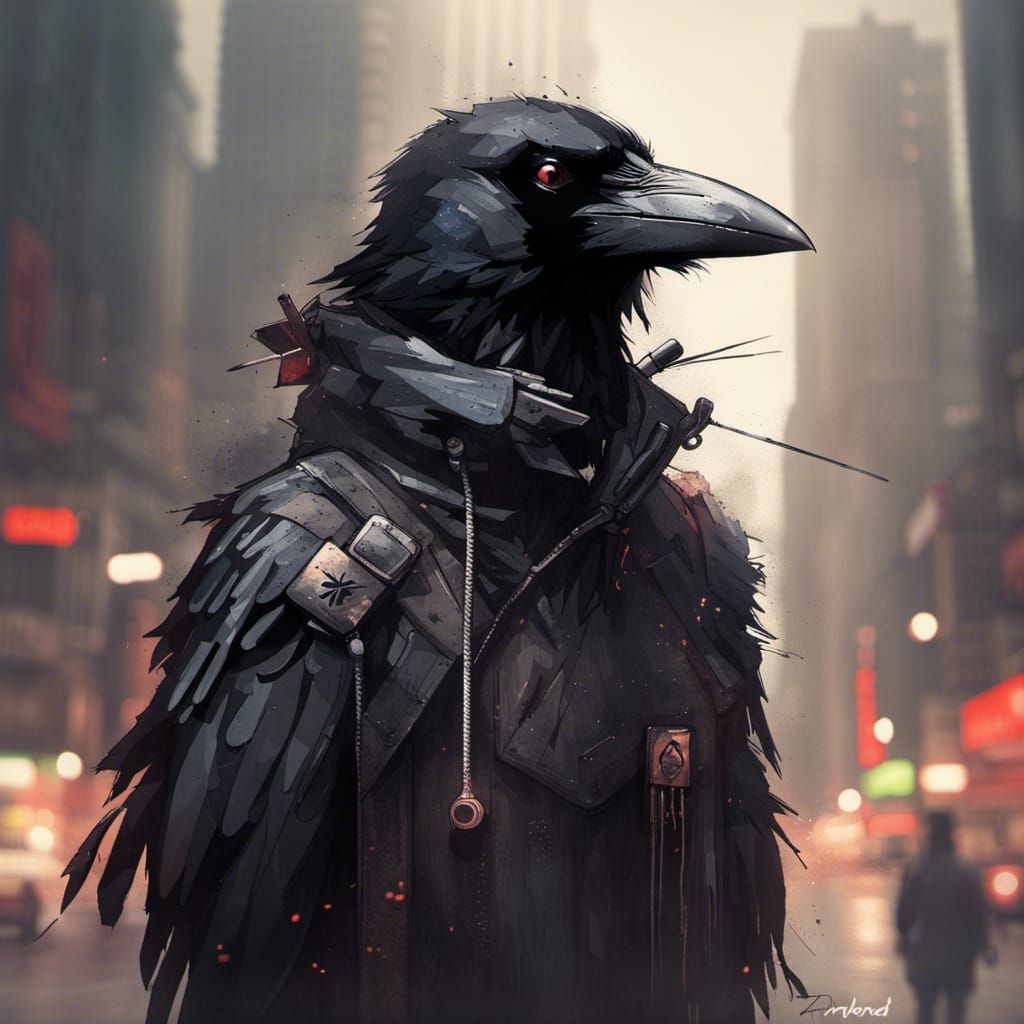 Detailed Furry Raven Character in Fantasy Style