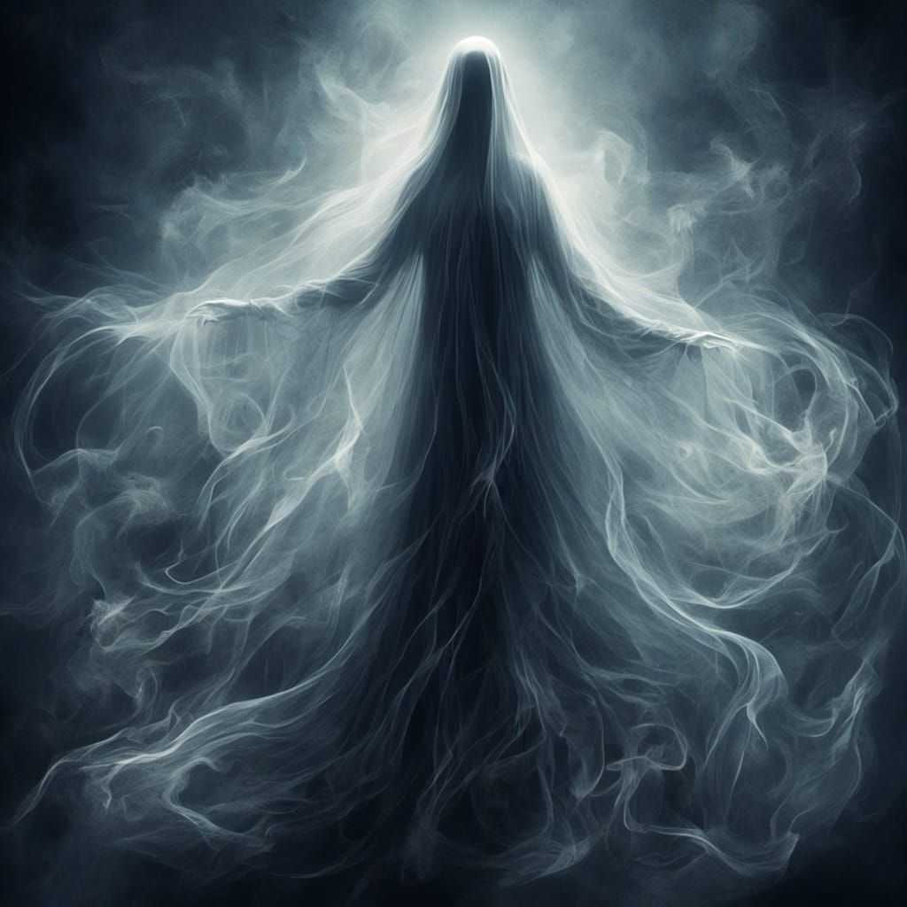 Ethereal Ghost Woman in Bioluminescent Aura