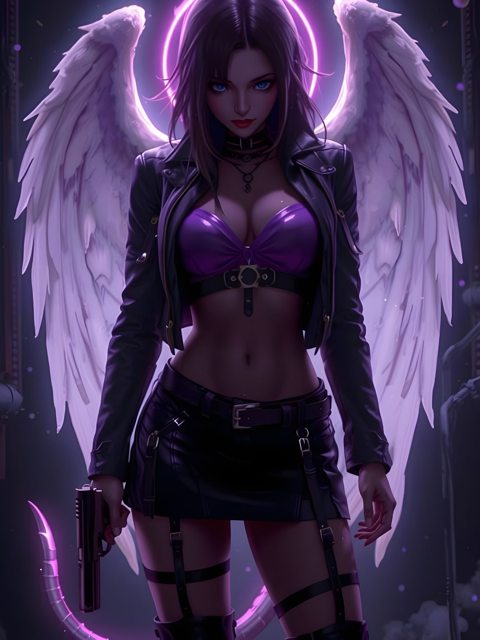 Angelic Leader in Dark Neon Fantasy Club