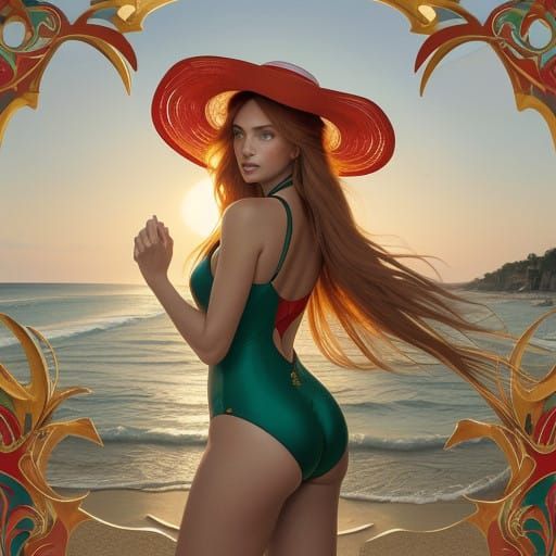 Golden Goddess on Sunset Beach