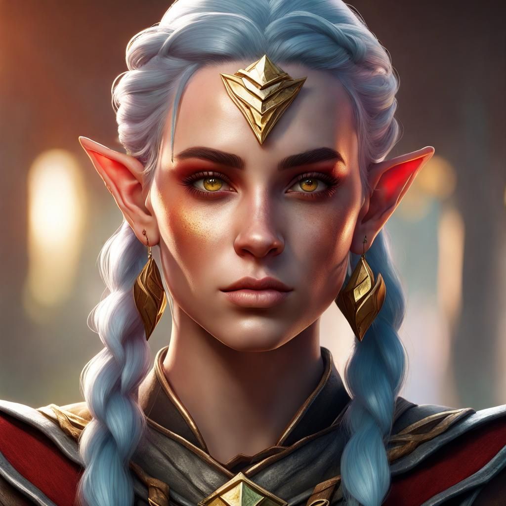 Hyperrealistic Elf Ranger with Gold Eyes