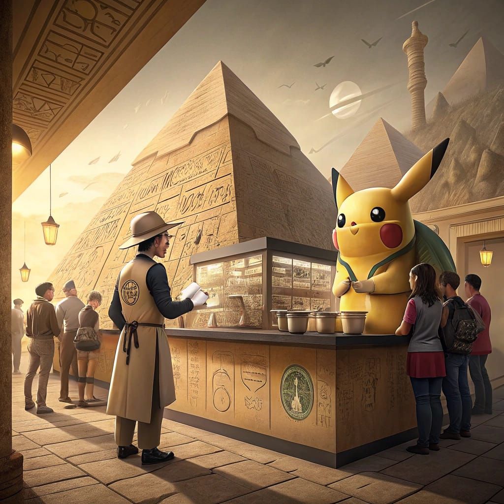 Pikachu Barista in Egyptian Pyramid Cafe