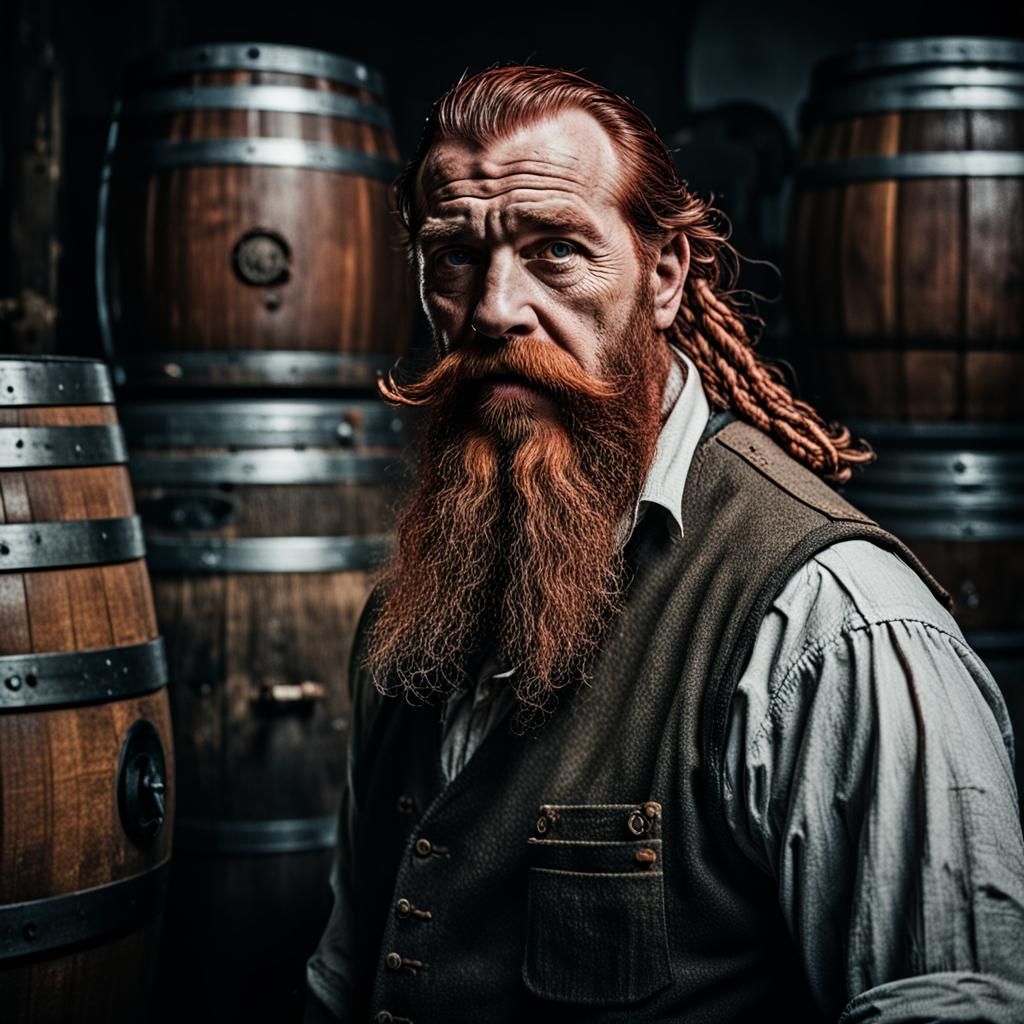 Dwarven Bartender Portrait in Ambient Light