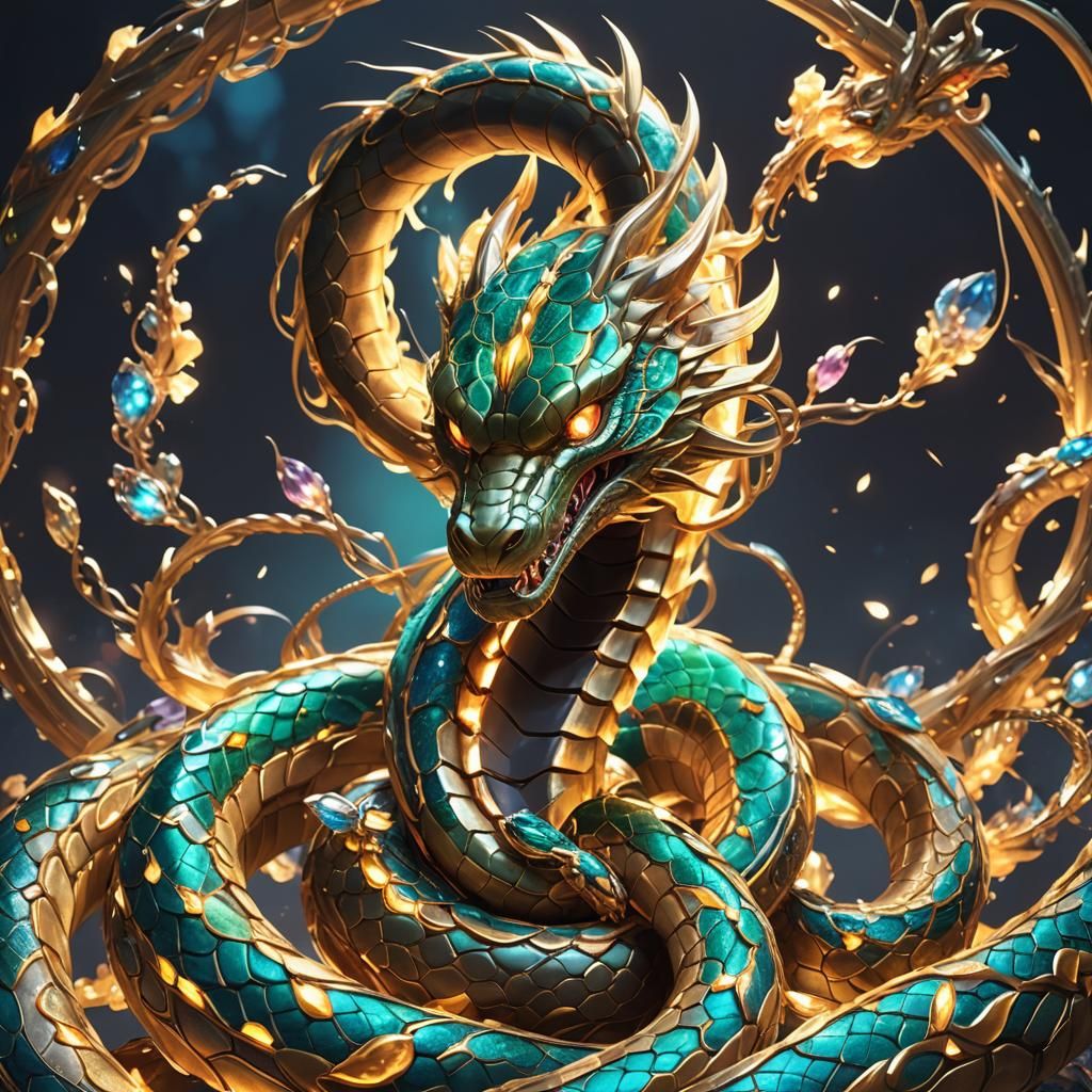 Majestic Gem Serpent in Anime Style