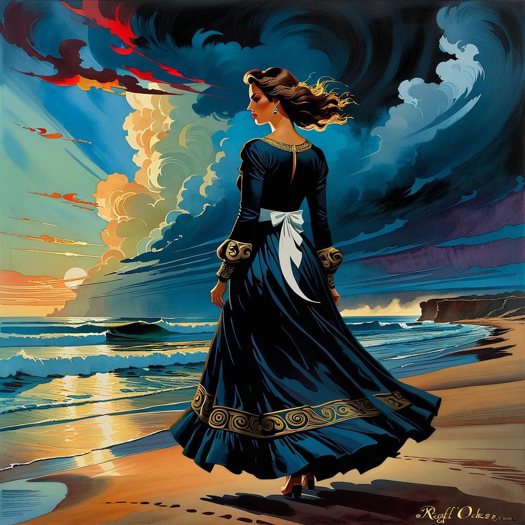 Atmospheric Romanticism: Ornate Darkness in Watercolor Impas...