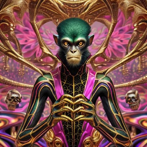 Psychedelic Spider Monkey in Vibrant 3D