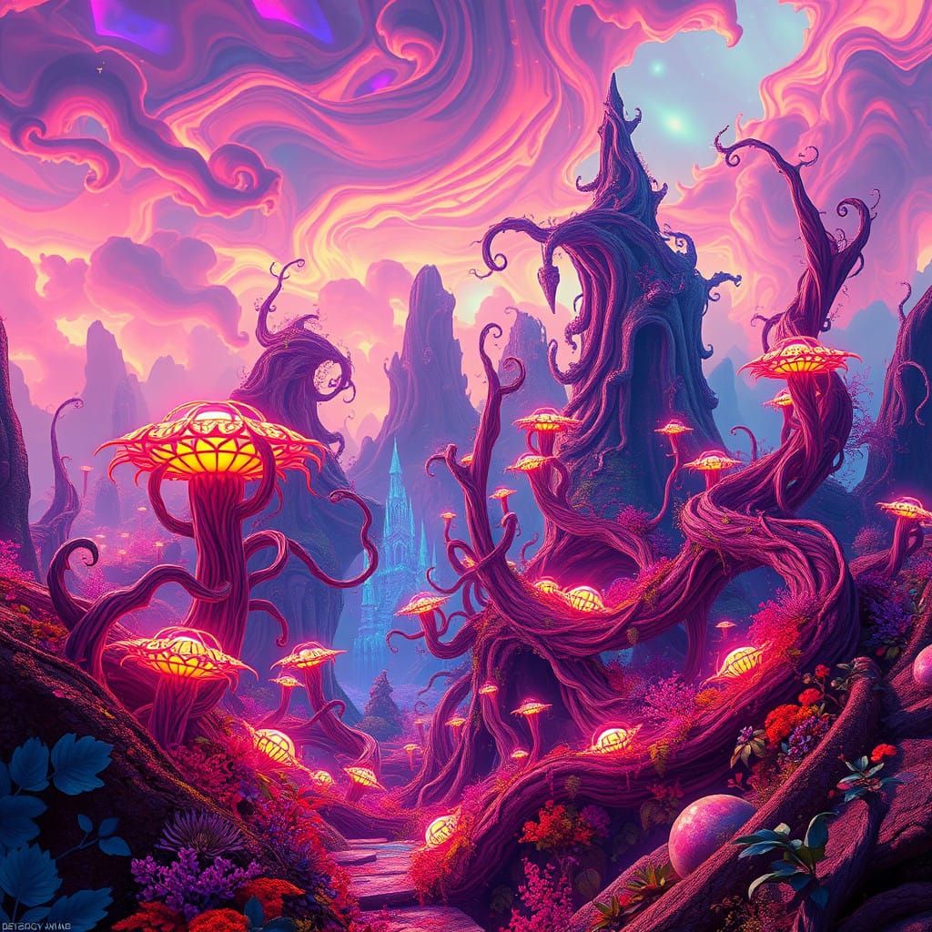 Surreal Alien Dreamlands in Vibrant, Twisted Scenery