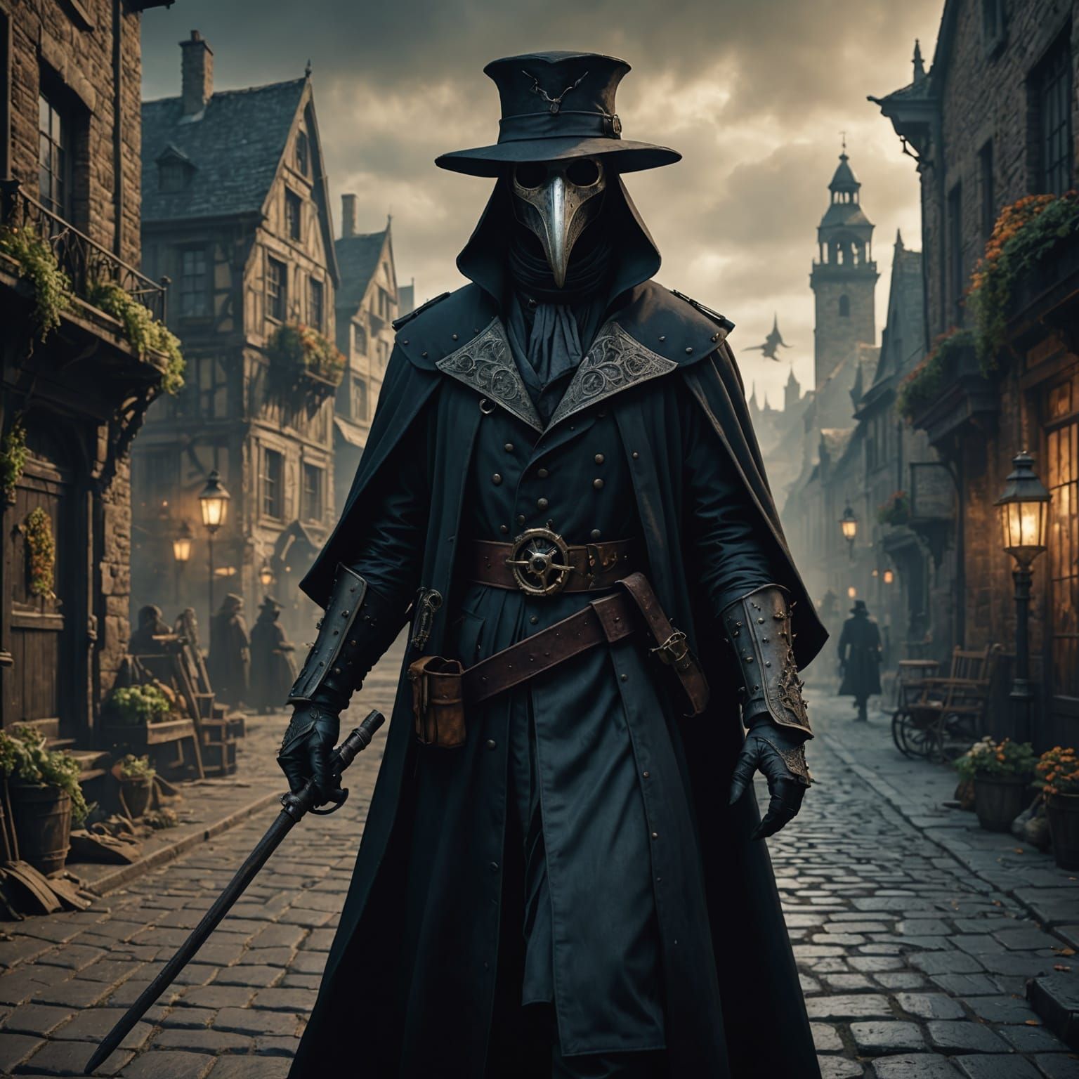 Fantastical Plague Doctor in Detailed Matte Painting