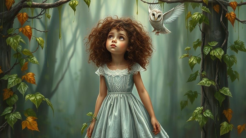 Enchanted Forest Encounter in Whimsical Art Style