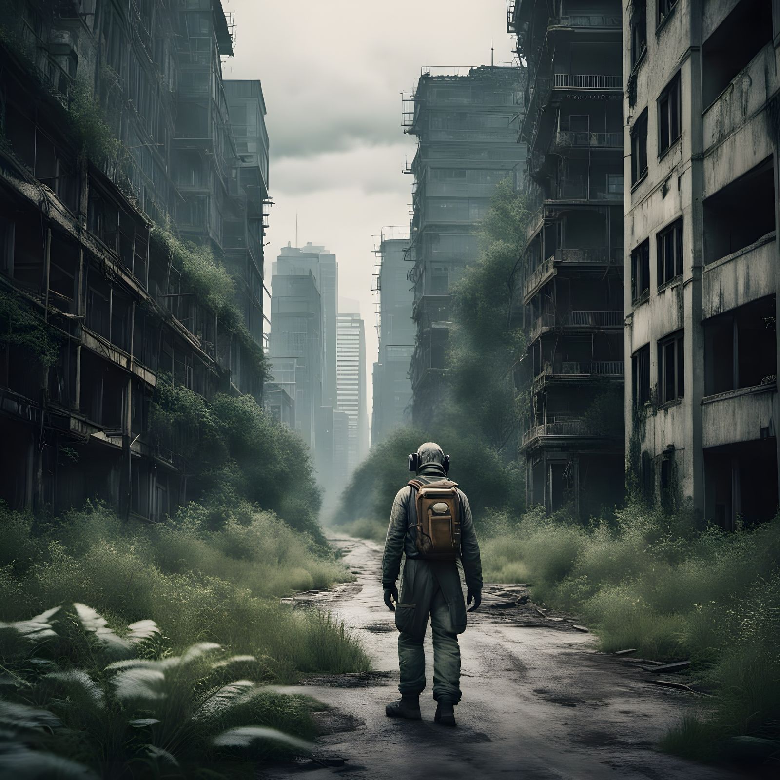 Hyper-Realistic Post-Apocalyptic Survivor in a Crumbling Cit...