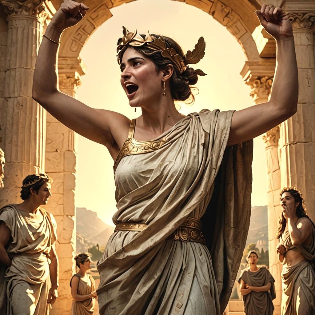 Ancient Greek Tragic Actress Rejoices in Victory