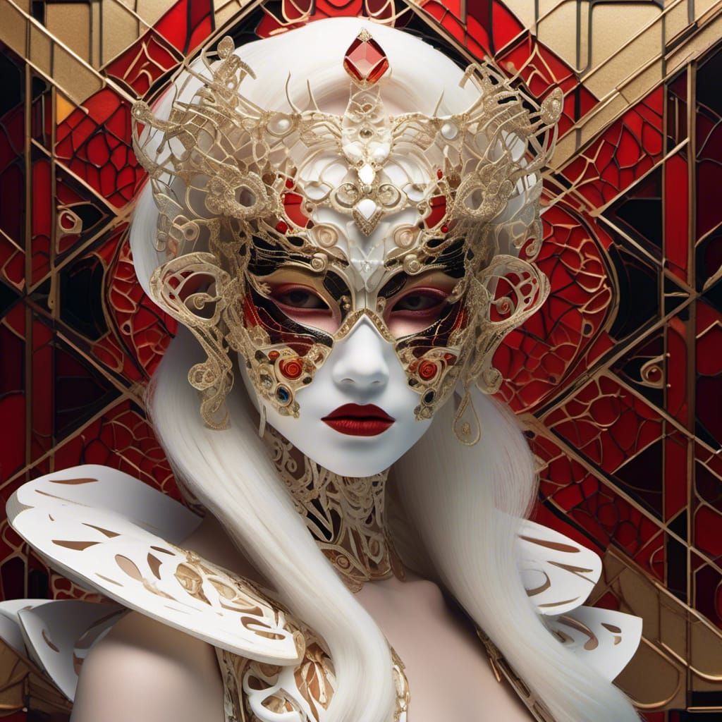 Surreal Geisha with Stained Glass Skin